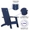 Merrick Lane Piedmont Modern 2 Slat Back All-Weather Poly Resin Wood Adirondack Chair